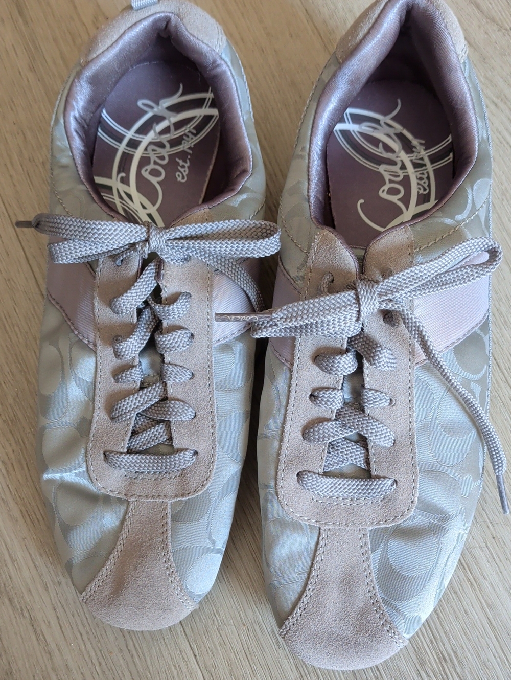Coach Women's Gray Signature Lace-Up Sneakers